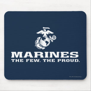 USMC Det fåtal Logotypen Proud staplade - vit Musmatta