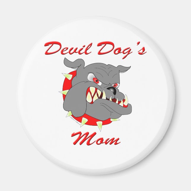 USMC DJÄVULEN HUND MAMMA MAGNET (Framsidan)