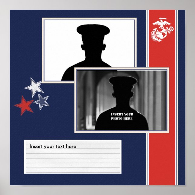USMC Dress Blues Photo Collage Poster (Framsidan)