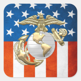 USMC Eagle, Globe & Anchor (EGA) [3D] Fyrkantigt Klistermärke