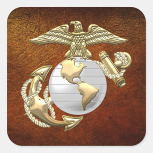USMC Eagle, Globe & Anchor (EGA) [3D] Fyrkantigt Klistermärke