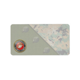 Usmc-Emblem & enhetligt [3D] Adressetikett