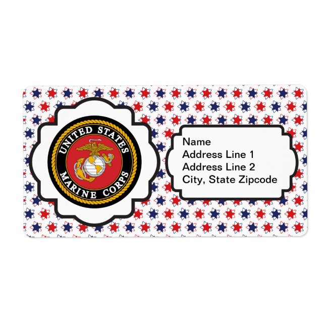USMC Emblem med röd, vit och blå stjärnor Fraktsedel (Framsidan)