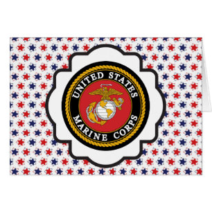 Usmc-Emblem med röda vit- och blåttstjärnor Hälsningskort