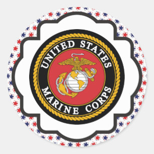 Usmc-Emblem med röda, vit- och blåttstjärnor Runt Klistermärke