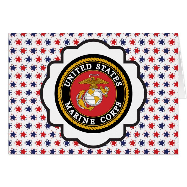 USMC Emblem med Röda vita och blå stjärnor Hälsningskort (Framsidan Horizontal)