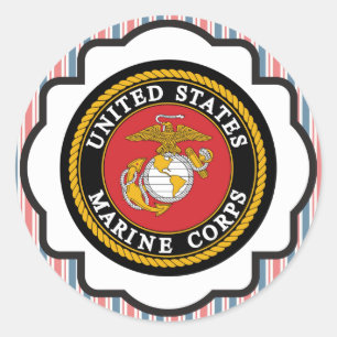 USMC Emblem med rött, vitt och blått Rand Runt Klistermärke