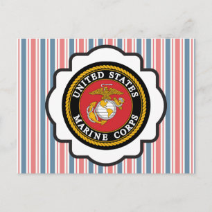 USMC Emblem med rött, vitt och blått Rand Vykort