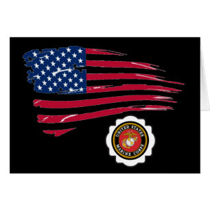 Usmc-Emblem och flagga för U S Hälsningskort