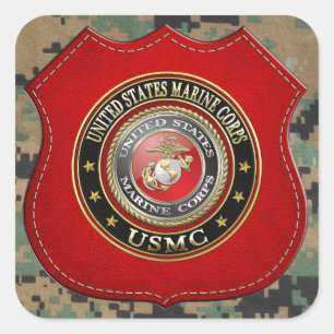 USMC Emblem [Speciell utgåva] [3D] Fyrkantigt Klistermärke