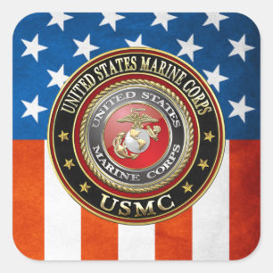 USMC Emblem [Speciell utgåva] [3D] Fyrkantigt Klistermärke