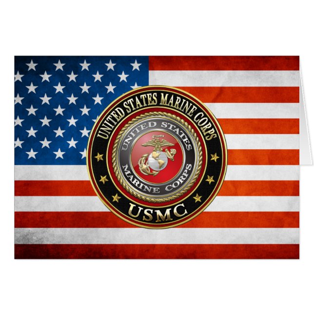 USMC Emblem [Speciell utgåva] [3D] Hälsningskort (Framsidan Horizontal)