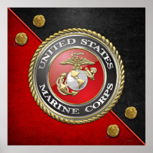 USMC Emblem & Uniform [3D] Poster