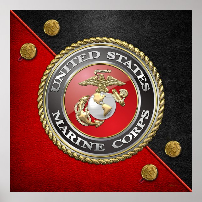 USMC Emblem & Uniform [3D] Poster (Framsidan)