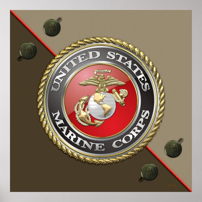 USMC Emblem & Uniform [3D] Poster (Framsidan)