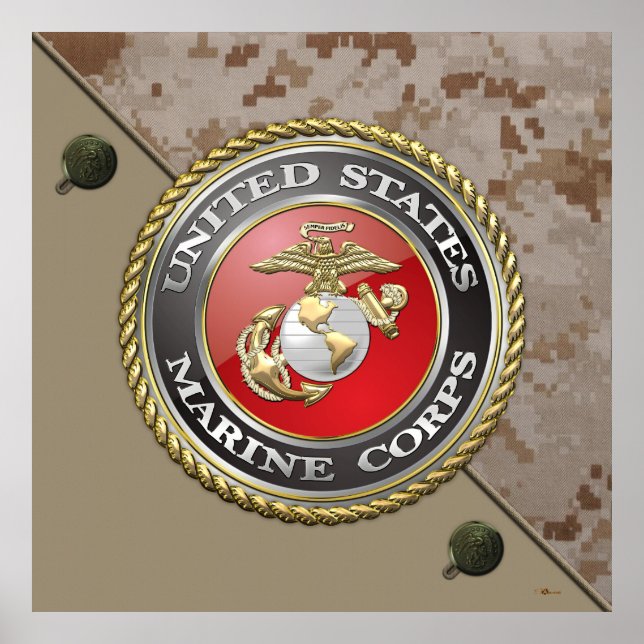 USMC Emblem & Uniform [3D] Poster (Framsidan)