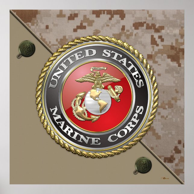 USMC Emblem & Uniform [3D] Poster (Framsidan)
