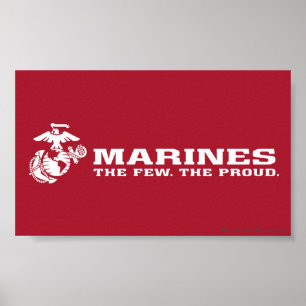 USMC fåtalet den stolt logotypen - vit Poster