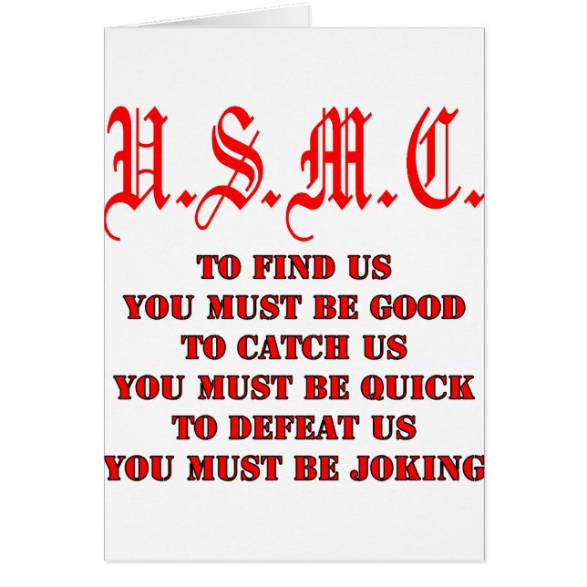 USMC för att söka efter eller stoppa oss Hälsningskort (Framsidan)