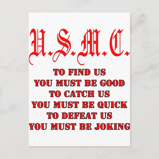 USMC för att söka efter eller stoppa oss Vykort (Framsida)