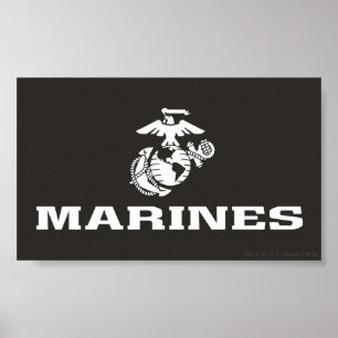 USMC-Logotyp staplad - vit Poster