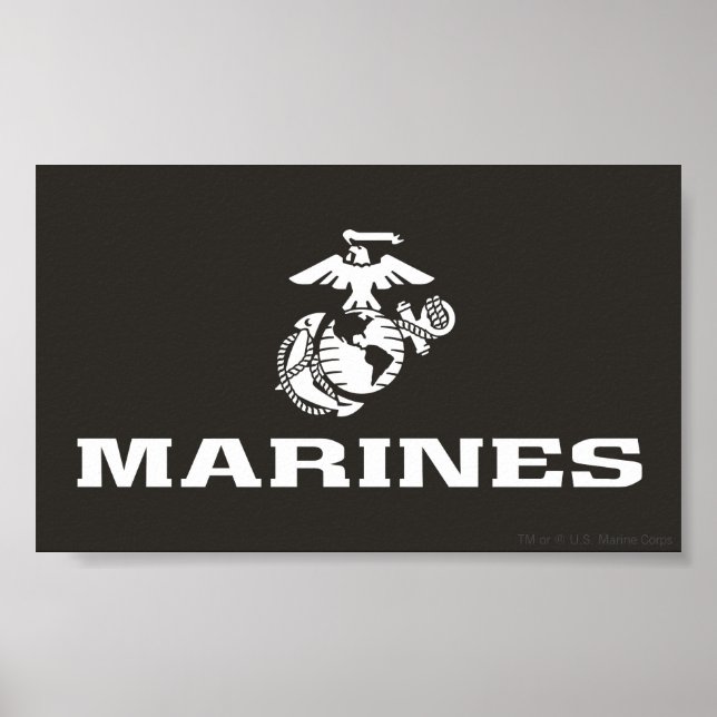USMC-Logotyp staplad - vit Poster (Framsidan)