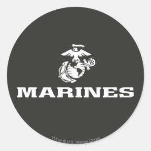USMC-Logotyp staplad - vit Runt Klistermärke