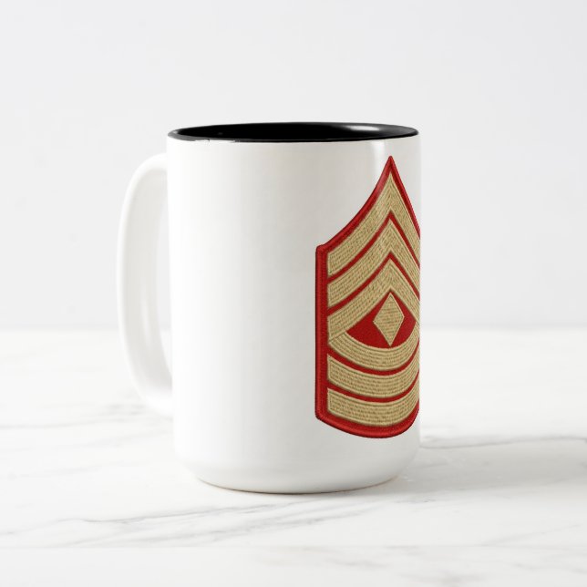 USMC Master Sergeant Rang Insignia Kaffe Mugg (Framsida vänster)