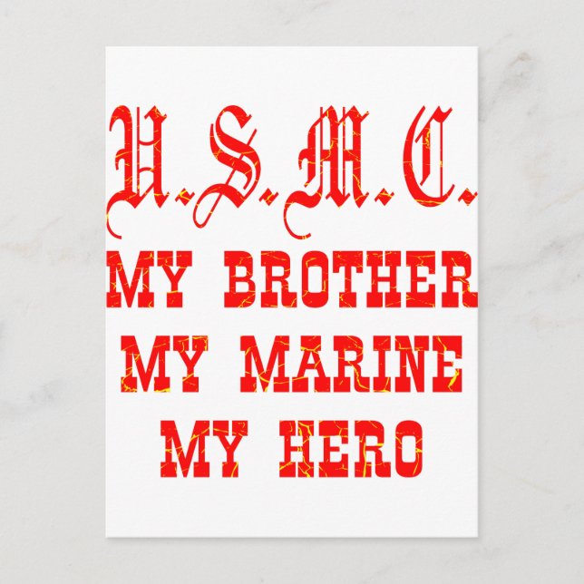USMC My Brother My Marine My Hero Vykort (Framsida)