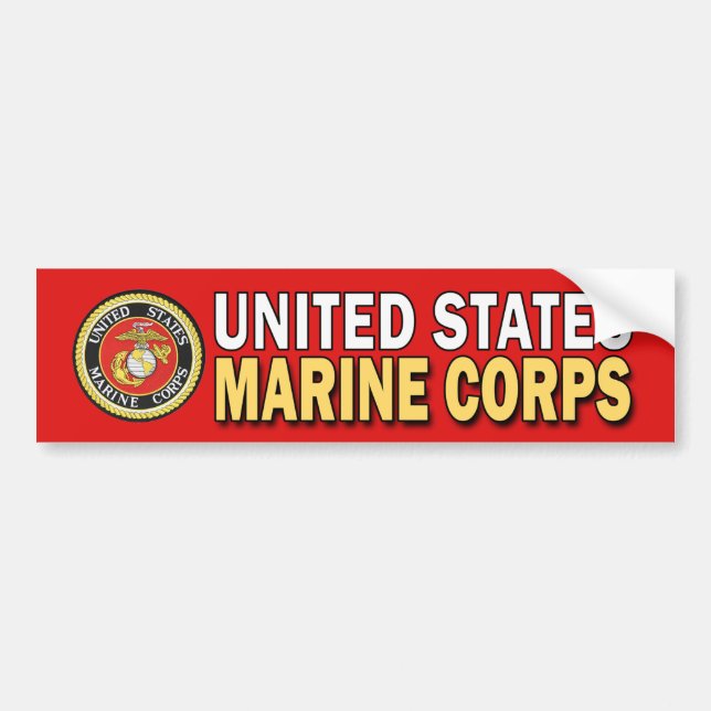 USMC Red Seal Car Bumper Sticker Bildekal (Framsidan)