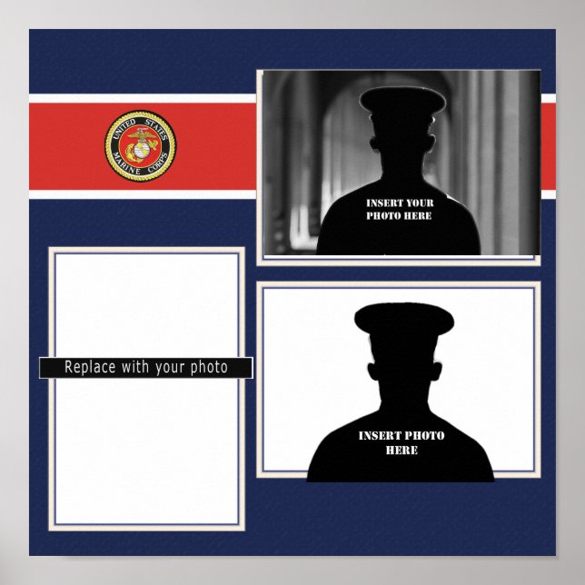 USMC Seal Recognition Photo Collage Poster (Framsidan)