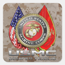 USMC Semper Fi [3D] Fyrkantigt Klistermärke