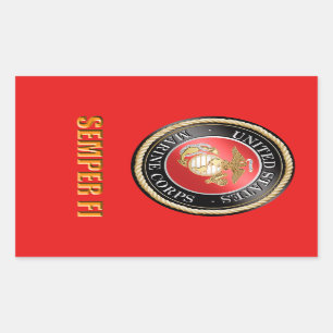 USMC Semper Fi Rektangulärt Klistermärke