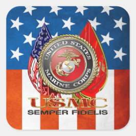 USMC Semper Fi [Speciell utgåva] [3D] Fyrkantigt Klistermärke