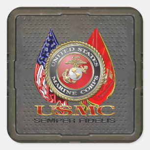 USMC Semper Fi [Speciell utgåva] [3D] Fyrkantigt Klistermärke