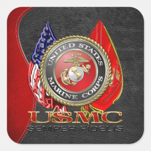 USMC Semper Fi [Speciell utgåva] [3D] Fyrkantigt Klistermärke