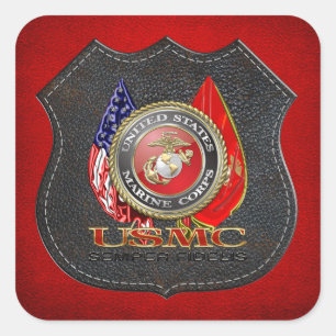 USMC Semper Fi [Speciell utgåva] [3D] Fyrkantigt Klistermärke
