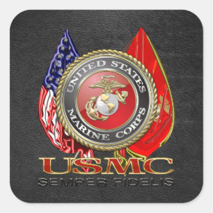 USMC Semper Fi [Speciell utgåva] [3D] Fyrkantigt Klistermärke