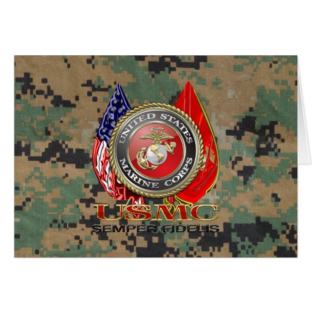 USMC Semper Fi [Speciell utgåva] [3D] Hälsningskort (Framsidan Horizontal)