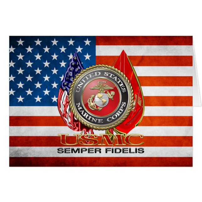 USMC Semper Fi [Speciell utgåva] [3D] Hälsningskort (Framsidan Horizontal)