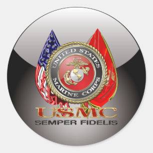 USMC Semper Fi [Speciell utgåva] [3D] Runt Klistermärke
