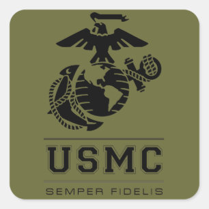 USMC Semper Fidelis [Semper Fi] Fyrkantigt Klistermärke