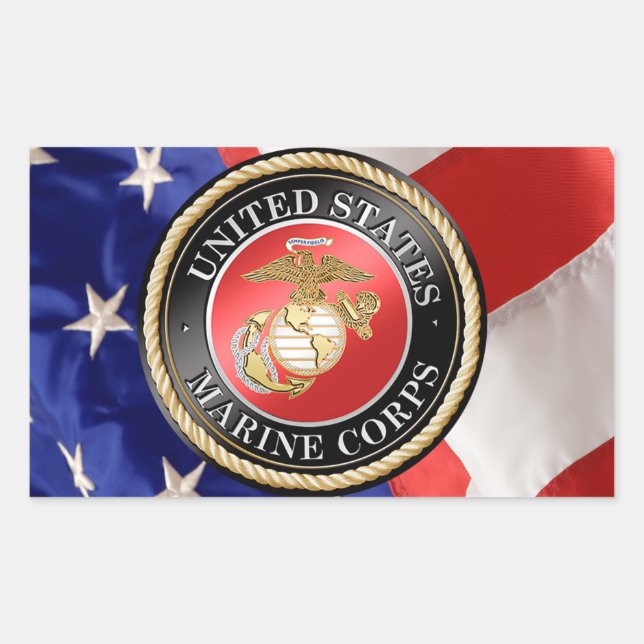 USMC-stämplar Rektangulärt Klistermärke (Framsida)
