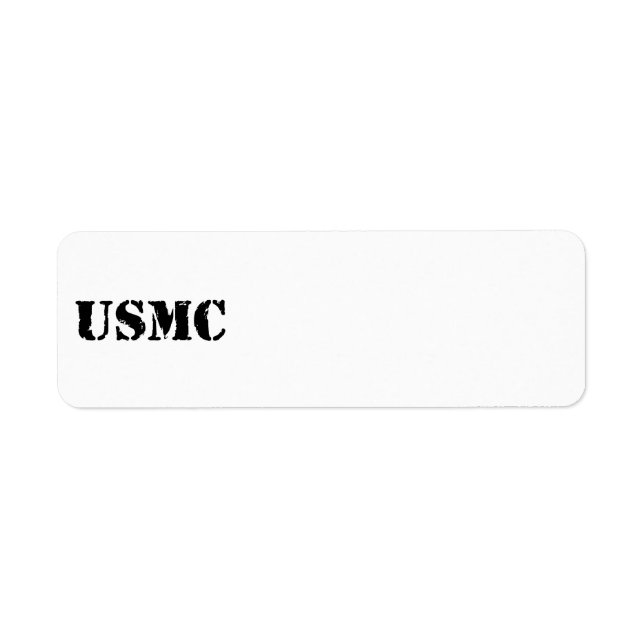USMC [stencil text] Returadress Etikett (Framsidan)
