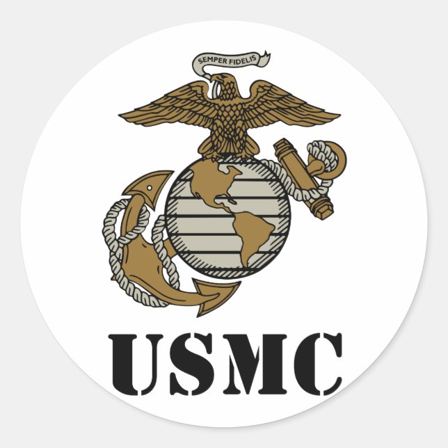 USMC [stencilera], Runt Klistermärke (Framsida)