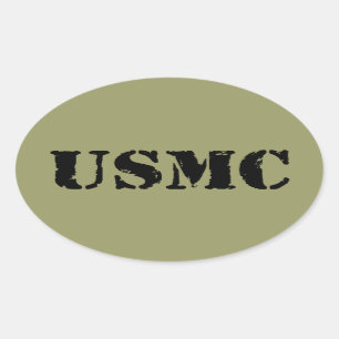 USMC [stencilera text], Ovalt Klistermärke