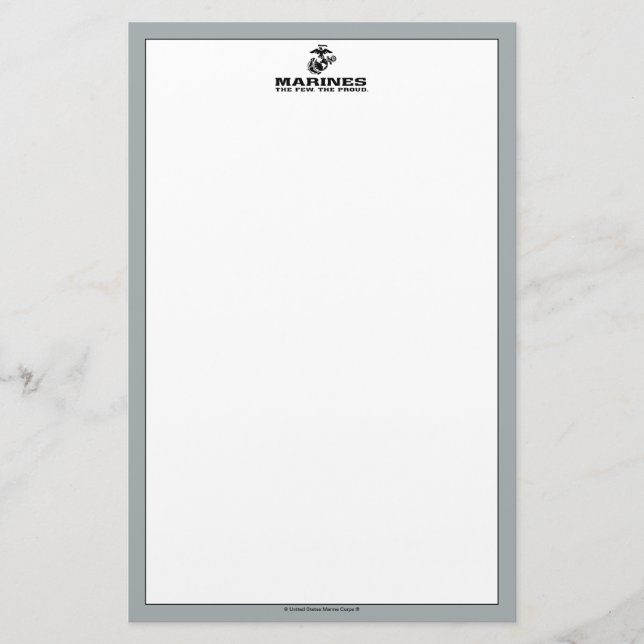 USMC "The Few, Proud" Staplad Black Logotyp Brevpapper (Framsida)