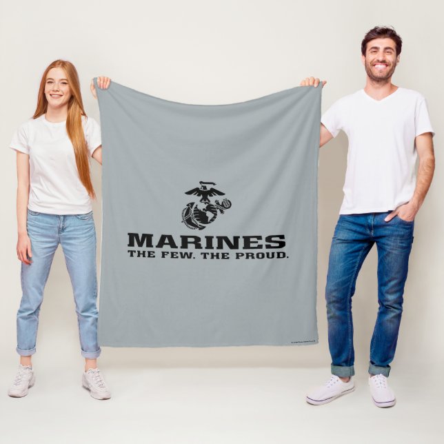 USMC "The Few, Proud" Staplad Black Logotyp Fleecefilt (På plats)