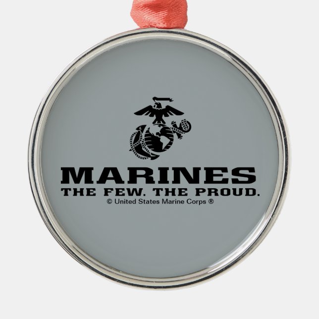 USMC "The Few, Proud" Staplad Black Logotyp Julgransprydnad Metall (Framsidan)
