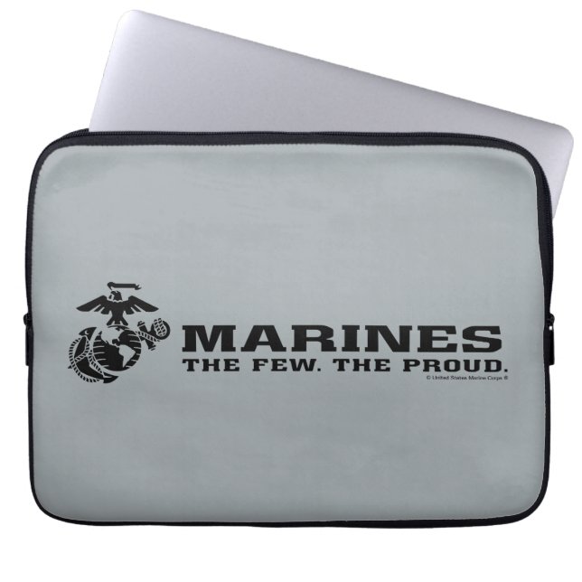 USMC "The Few, Proud" Staplad Black Logotyp Laptop Fodral (Framsidan)